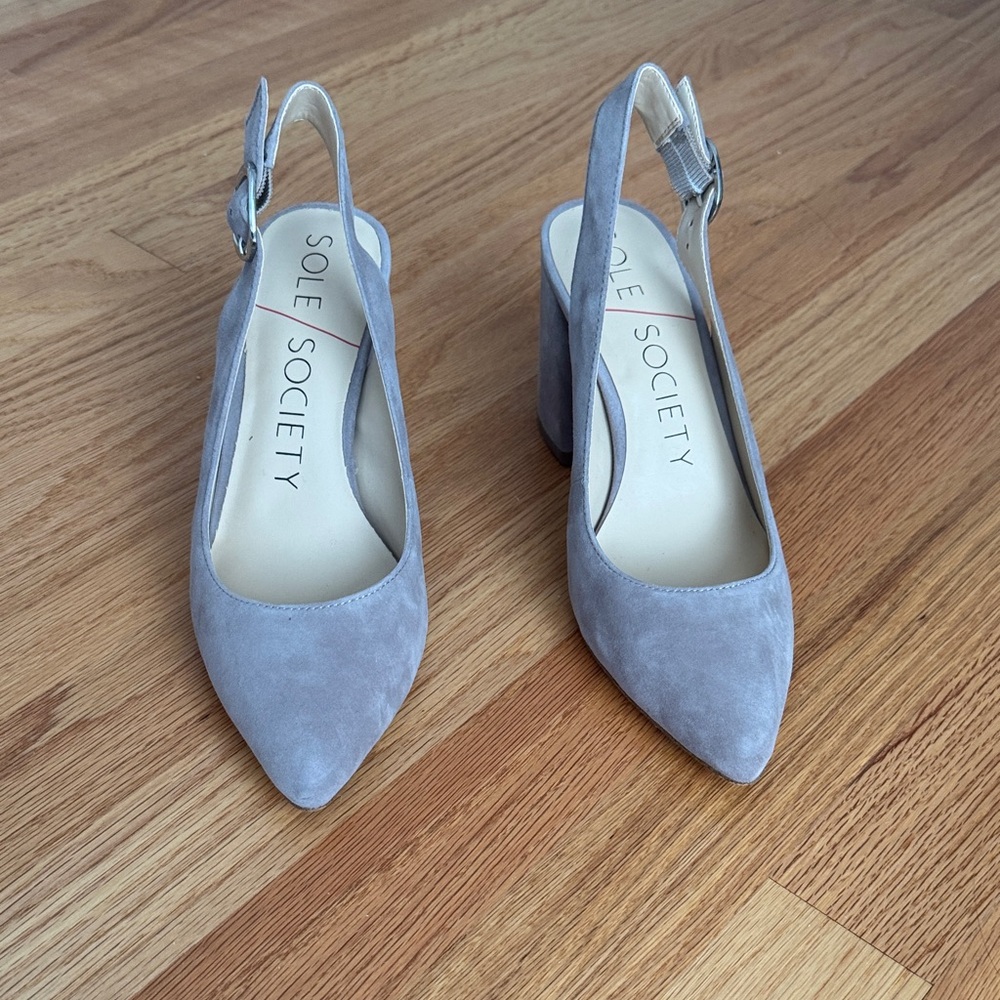 Sole Society Taupe Slingback Block Heels